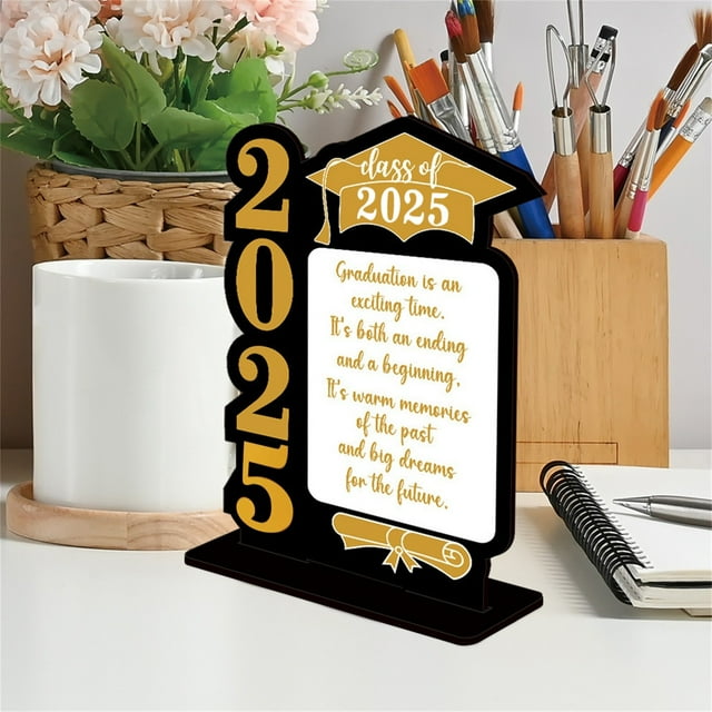 Desktop Decor 2024 Graduation Table Decorations Class Of 2024 Wooden Table Sign Freestanding Centerpieces Table Toppers For High School College Prom Grad Party Supplies Graduation Decorations