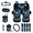 Blue Butterfly & Floral Print, variant on Chririnla 15 Pack Auto Seat Covers Full Set, with Hanging Seat Belt Pads, Frog Mandala Auto Cup Pad Suitable for Car