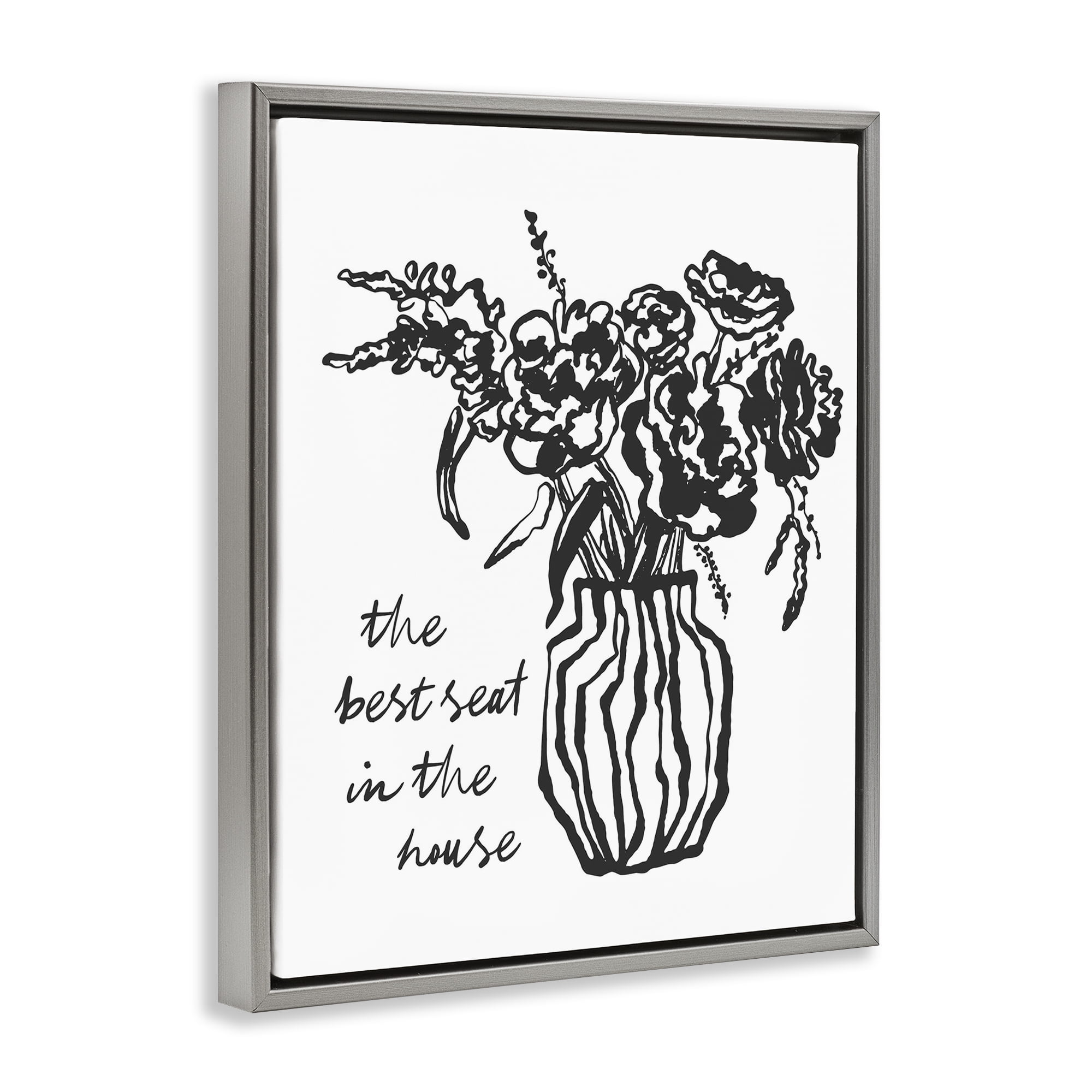 Stupell Industries Best Seat in House Bathroom Gray Framed Floater Canvas Wall Art, design by Lettered and Lined
