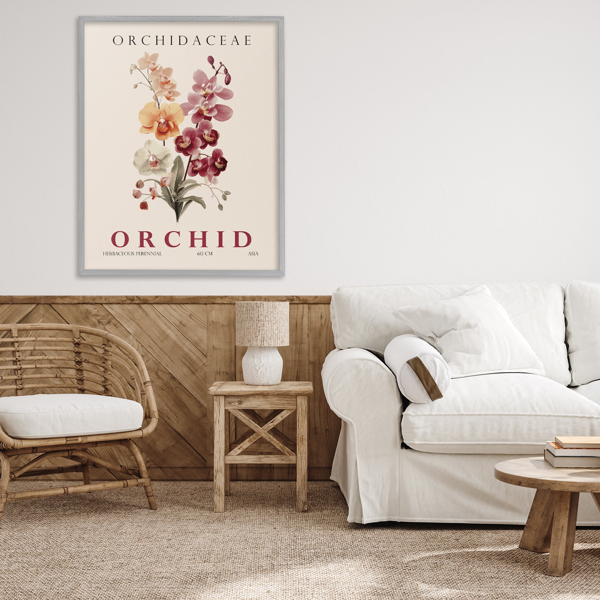Stupell Industries Natural Orchid Bundle Gray Framed Giclee Art, design by Christopher Giampietro