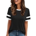 thumbnail image 2 of Womens T Shirts Summer Tops 2025 Color Block Short Sleeve Crewneck Loose Stylish Basic Tees Tshirts Shirts for Women, 2 of 6
