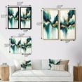 thumbnail image 4 of Designart "Teal and Gold Abstract Expressionism I" Abstract Liquid Ink Framed Wall Art Set Of 2 - Turquoise Abstract Gallery Wall Frame Set For Home Decor, 4 of 7