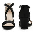 thumbnail image 3 of BLISSFUL STEP Women's Cross Strap Open Toe Chunky Heels Sandals Black (Size 7), 3 of 6