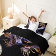 thumbnail image 3 of Homewish Grunge Dragon Twin Duvet Cover,Rustic Wildlife Twin Bedding,Purple,Black Reversible,2 Pieces,1 Duvet Cover and 1 Pillowcase, 3 of 6