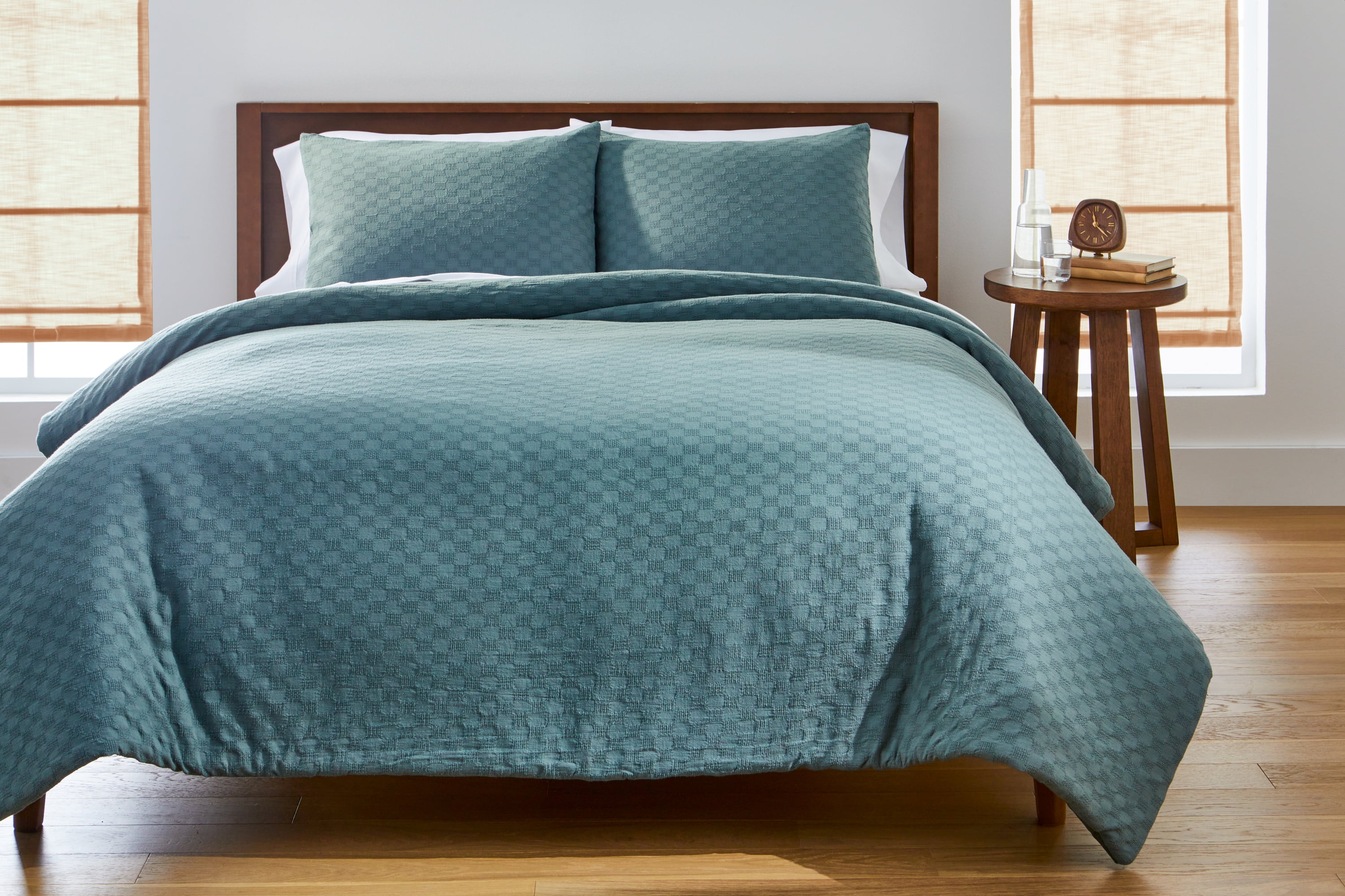 Better Homes & Gardens King Comforter Set, 3-Piece, All-Season, Nimbus Blue Block Weave