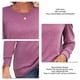 thumbnail image 5 of Top de manga larga con hombros plisados, cuello redondo, Color puro, ajuste holgado, jersey informal para mujer para Otoño Invierno, 5 of 6