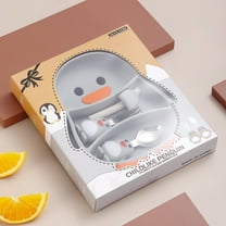 Uioepy Final Sale Cute Cutlery Penguin Infant And Toddler Suction Cup Integrated Grid Complementary Food Tableware Set Effectively The Baby From Moving Or Knocking Over The Plate.Stainless Steel Bowl