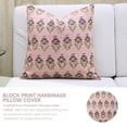 thumbnail image 3 of Fabdivine Floral MOR MUKUT Cushion – 18"x18" Handmade Block Print, Indian Viscose Linen Sofa Pillow, 3 of 6