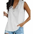 thumbnail image 2 of ChaoHeng Tank Shirts for Women Crewneck Sleeveless Shirts for Women Casual Sleeveless Tank Summer Pleated Loose Shirts Lace Beach Blouse Tops, 2 of 7