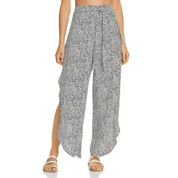 J Valdi IVORY AND BLACK Printed Tulip Swim Cover-up Pants, US X-Small