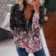 thumbnail image 1 of ICHUANYI Clearance Womens Long Sleeve Tops Zipper V Neck Floral Printed Pullover Oversized Sweatshirt Loose Fit Women Tunic Blouses(Pink, XXL) ICHUANYI WER2023081207013, 1 of 5
