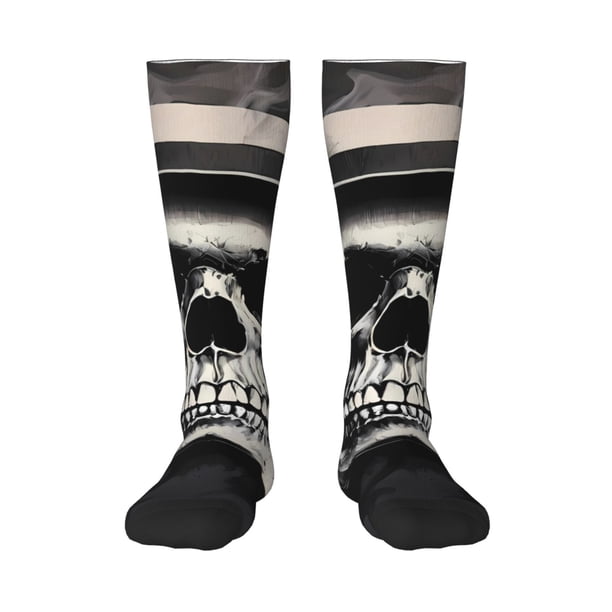 Fotbe Magician Hat Skull Calcetas Divertidas Estampadas para Hombre y Mujer, Calcetas de Algodón hasta la Rodilla para Caminar, Correr, Enfermería y Embarazo