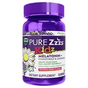 VICKS PURE Zzzs Kidz, Melatonin Sleep Aid Gummies for Kids and Children, Helps Your Child Fall Asleep Naturally, Low Dose Melatonin, Berry Flavored, 48 Gummies