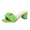 thumbnail image 3 of Women's Wide Width Block Heel Sandals, Ruched Faux Leather Slide Mules, Square Open Toe Casual Dress Shoes for Spring Summer, Multi-Color, 3 of 9