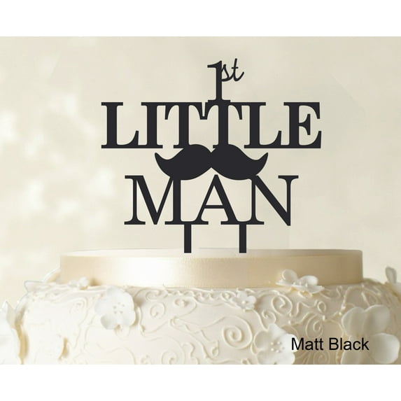 """1st Little Man""Birthday Cake Topper Elegant Moustache Cake Topper Cake Decoration"" Color Option Available 6""-7"" Inches Wide"