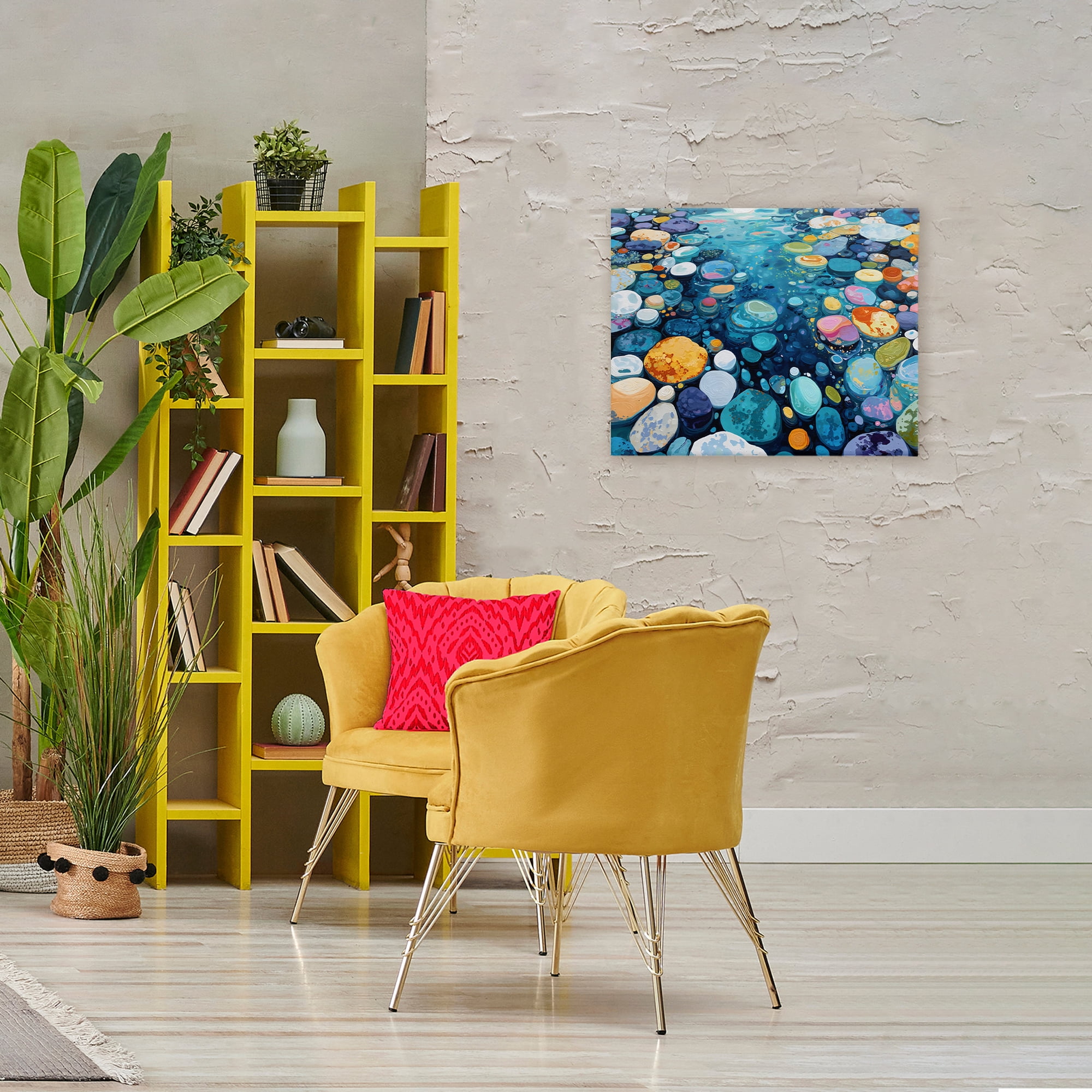 Stupell Industries Rainbow Rocks in River Canvas Wall Art, design by Franklyn Gregory
