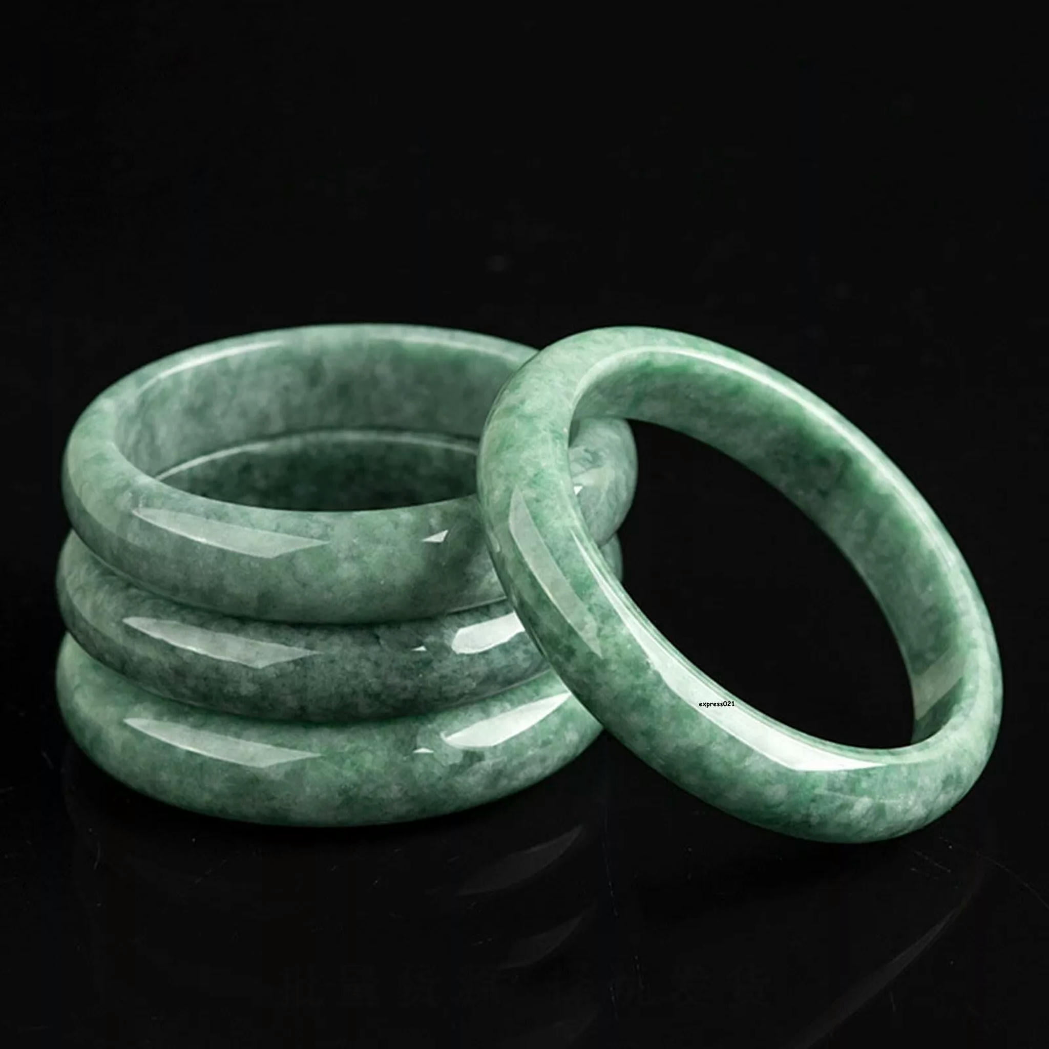 HOOUN Natural Grade A Jade Jadeite Bangle Men Women Gift Lucky Green Smooth Bracelet