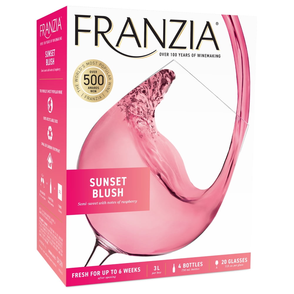 Franzia Sunset Blush Rose Wine, 3 L Bag in Box, 9% ABV