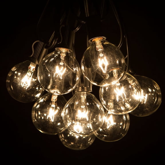 G50 Clear String Lights with Black Wire