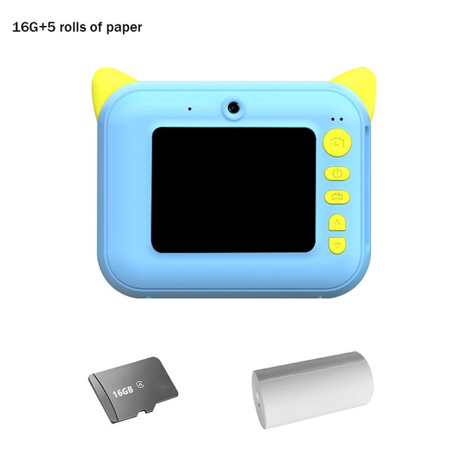 Cámara para niños 1080P 16GB 32GB Regalo de cámara digital para niños recargable, Azul, Tarjeta 16G, Papeles 5pcs Advancent EL000783-03B