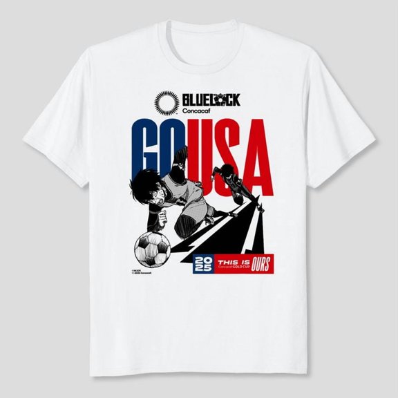 BLUE LOCK x CONCACAF - GO USA: Isagi in the 2025 Gold Cup T-Shirt, Men's And Women's Graphic Tee 100% Cotton by TBun, Full Sizes S-5XL
