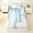 thumbnail image 3 of Erosebridal Blue Bowknot Twin Sheet Sets for Girls, Monogrammed K Bedding, 3pcs, 1 Flat Sheet, 1 Fitted Sheet and 1 Pillowcase, 3 of 5