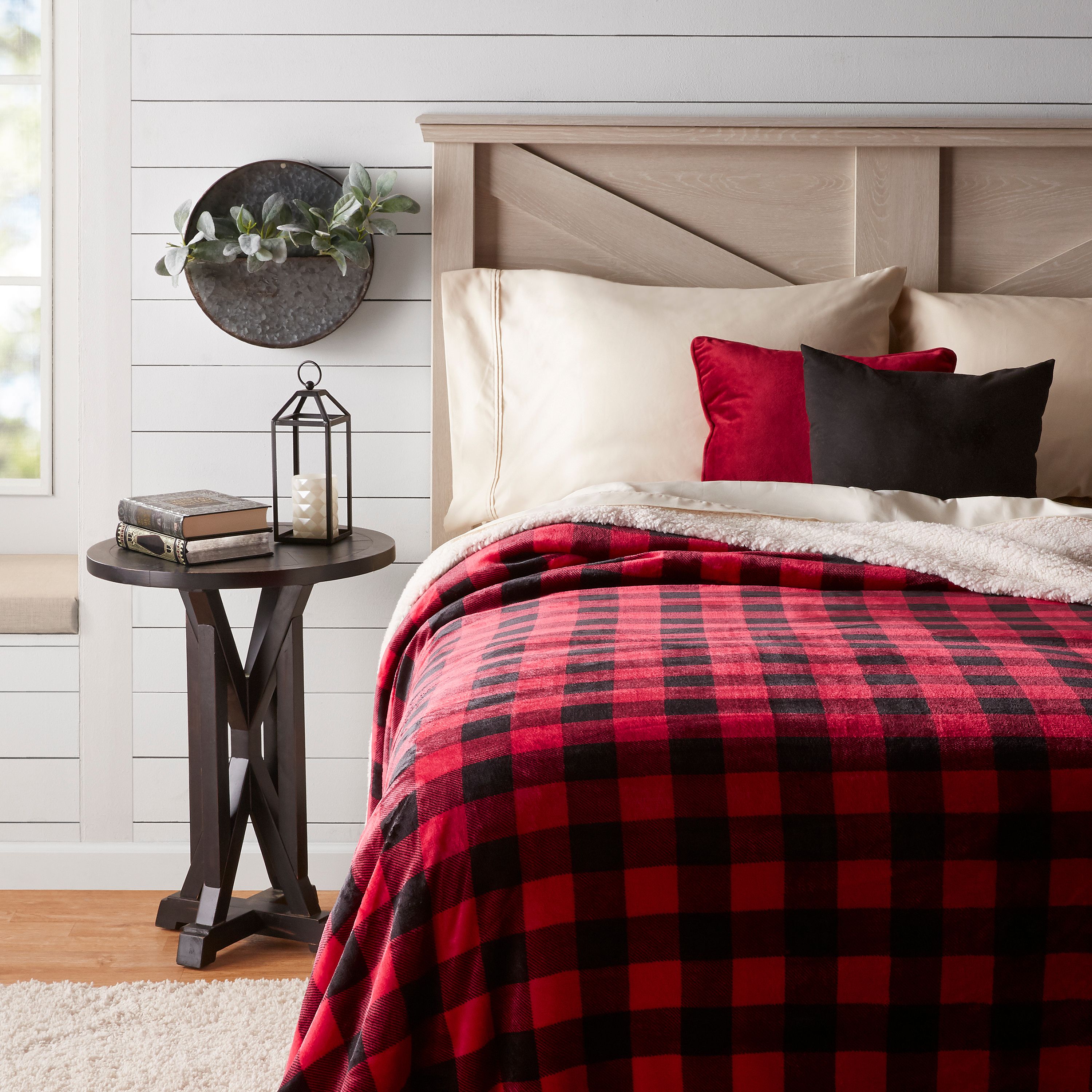Better Homes Gardens Full Queen Sherpa Blanket Buffalo Plaid Walmart