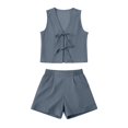 thumbnail image 6 of Women's Tie Front Vest and Shorts Set Resort Summer 2 Piece Outfit, 6 of 9