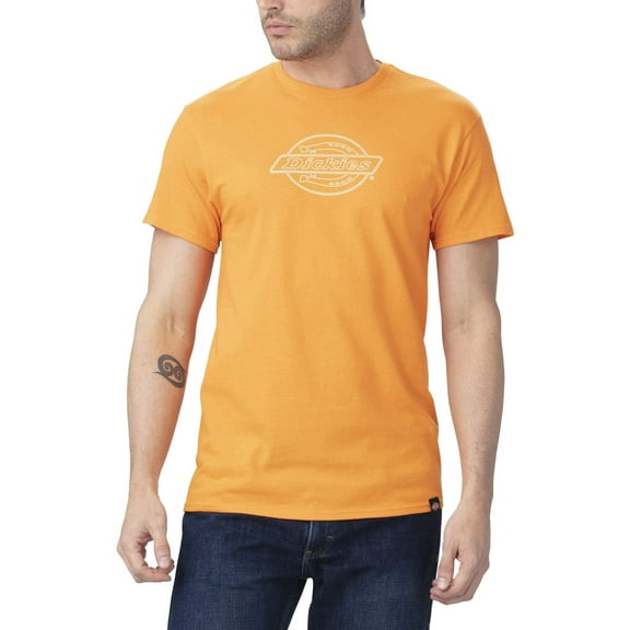 Dickies Men's Short-Sleeve Neon Classic Logo T-Shirt/Tee (Orange, Medium, M)