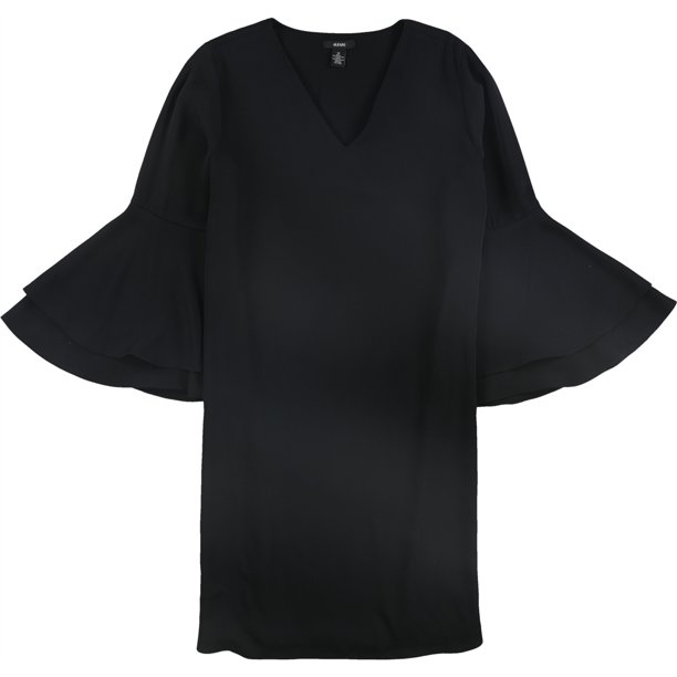 Alfani Womens Bell Sleeve Shift Dress, Negro, 14
