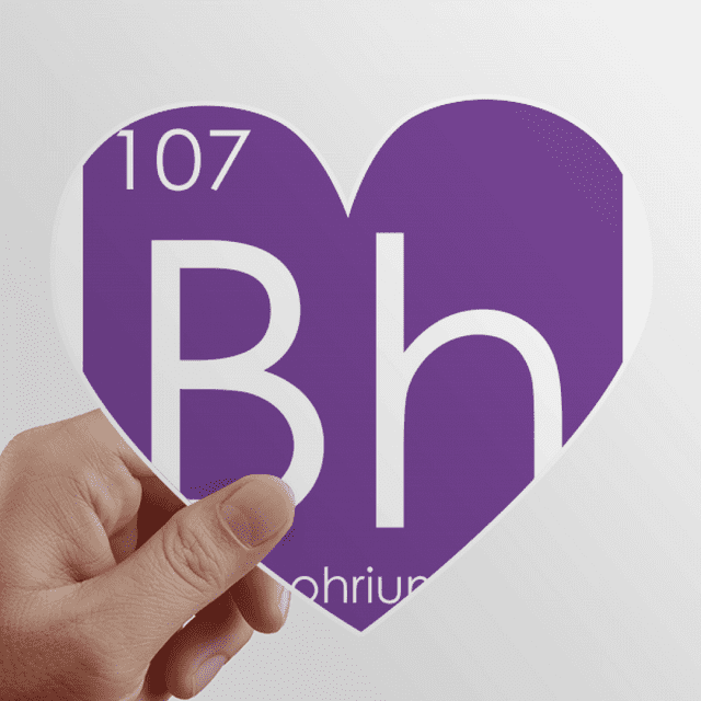 Chestry Elements Period Table Transition Metals Bohrium Bh Heart Vinyl Sticker Bicycle Bottle Decal