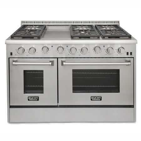 KUCHT Professional 48 in. 6.7 cu. ft. Natural Gas Range with Sealed Burners, Griddle and Convection Oven in Stainless