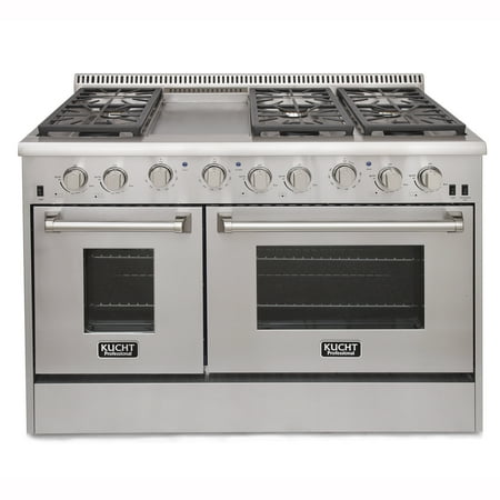 KUCHT Professional 48 in. 6.7 cu. ft. Natural Gas Range with Sealed Burners, Griddle and Convection Oven in Stainless Steel