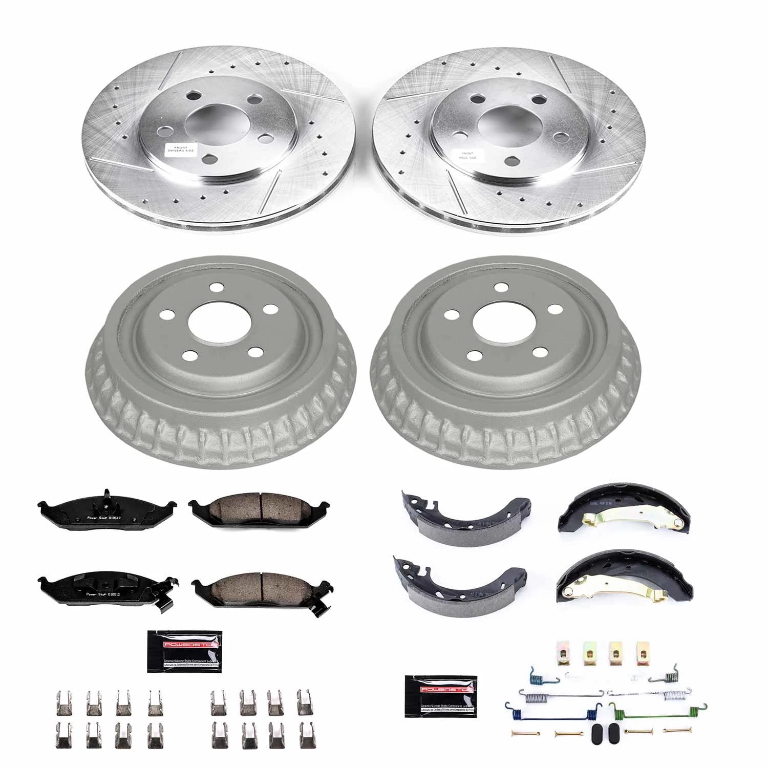 PowerStop Front and Rear Z23 Evolution Sport Brake Pad Rotor Drum and Shoe Kit Fits: DODGE PLYMOUTH Select Models K15143DK