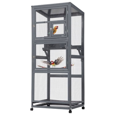 Picture Idea: Pawhut Big Extra Heavy Duty 60 Wooden Outdoor Bird Cage