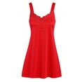 thumbnail image 4 of LIZUOJUN Under $ 8 Nightgowns For Women Sleepwear Lace Chemise Satin Negligee Nightie Bridal Wide Strap Sleep Shirt Sleeveless Ladies Gowns Red,M, 4 of 4
