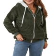 thumbnail image 1 of Womens Full Zip Up Sherpa Hoodie Fuzzy Fleece Jacket Oversized Fluffy Coat with Pockets, 1 of 9