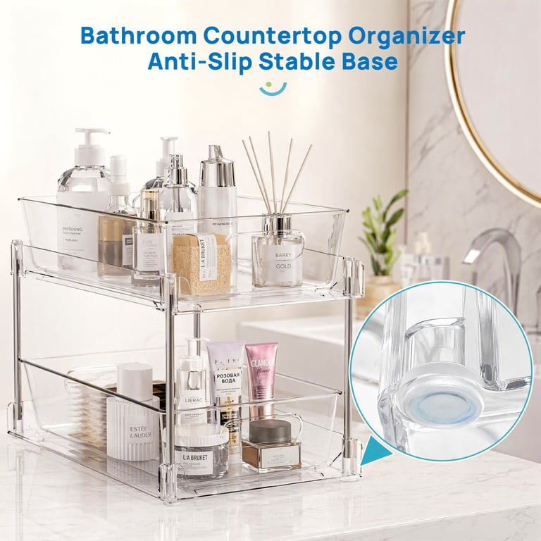 2-Tier Clear Bathroom Storage Organizers (3-Pack) photo 4