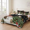 thumbnail image 2 of Quilts Twin XL Size Bedding Set, Black Christmas Lightweight Quilted Comforter, Xmas Trees Snowman Snowflake Winter Soft Reversible Bedspread Coverlet with Pillow Covers for All Season, 68" x 98", 2 of 9