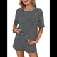 thumbnail image 2 of Conjunto de Pijama de 2 Piezas de Corta A Rayas de Verano, Color Negro, Talla S, 2 of 9