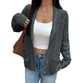 thumbnail image 2 of Women'S Oversized Chunky Knit Cardigan Fashion Long Sleeve Front Open Sweater Fall Winter Outerwear Dark Gray S, 2 of 7