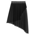thumbnail image 3 of Kaerm Women Rhinestone Lyrical Dance Skirt Split Irregular Hem Skirt Figure Ice Skating Dancewear Black M, 3 of 7