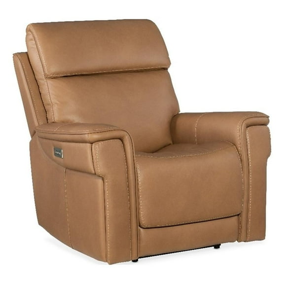 Pemberly Row Zero Gravity Power Recliner with Power Headrest in Brown Leather
