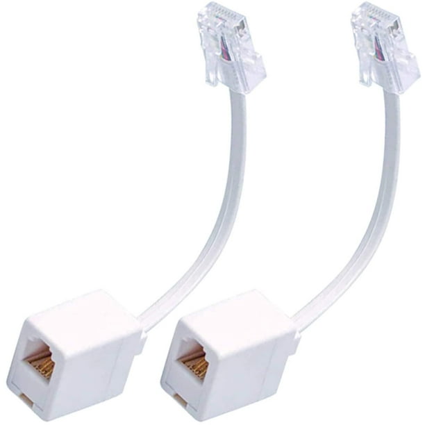 RJ45 to RJ11 Converter Adapter, 2Pack Telephone RJ11 6P4C Female to RJ45 8P8C Male