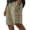 thumbnail image 2 of Men'S Vintage Wash Cotton Cargo Shorts Loose Fit Drawstring Waist Utility Shorts With Functional Pockets For Outdoor Hiking And Daily Activities Shorts,Khaki,XL, 2 of 4