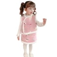 thumbnail image 3 of Ruyang Toddler Girls Cute Bunny New Year Outfits Long Sleeve Fleece Vest Coat + Skirt + Bag 3pcs Princess Fairy Clothing, 3 of 9