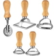 thumbnail image 2 of Ravioli Stamp Maker Cutter Set - 5Pcs Pasta Roller Wheel Mold with Wooden Handle & Fluted Edge Ravioli Dumpling Maker Set for Cookie Biscuit Pasta Dough, 2 of 5