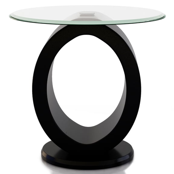 Furniture of America Mason Contemporary Glass Top End Table in Glossy Black