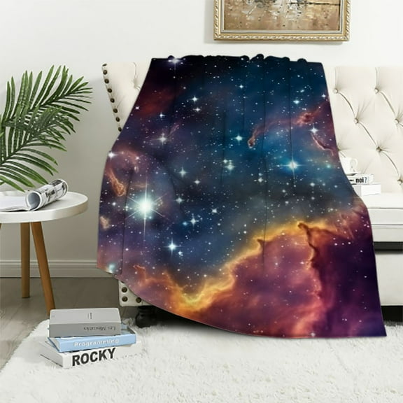 BCIIG Galaxy Blanket Kids Boys Gifts- Outer Space Universe Stars Throw Blanket for Teens Teenagers Girls Men Fantasy Purple Starry Sky Decor Soft Cozy Warm Plush Throw Birthday 40x50in