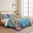 thumbnail image 5 of Quilts Twin Size Bedding Set, Christmas Sea Turtle Lightweight Quilted Comforter, Winter Snowflakes Coastal Nautical Blue Reversible Bedspread Coverlet with Pillow Covers for All Season, 68" x 86", 5 of 9